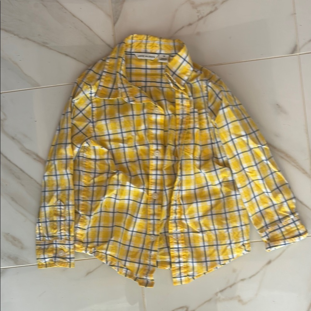 Boy’s Janie & jack button up size 2T plaid bright yellow